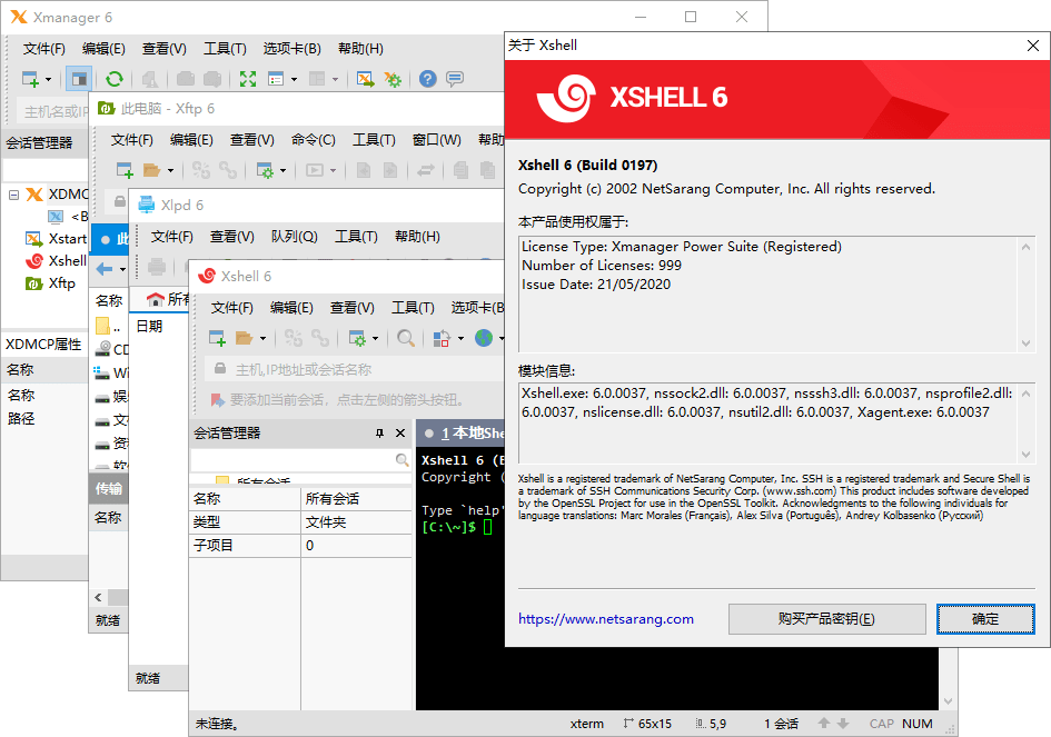 NetSarang Xmanager / Xshell / Xftp / Xlpd v6.0.0197 免安装解锁限制版